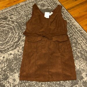 NWT boutique corduroy brown dress